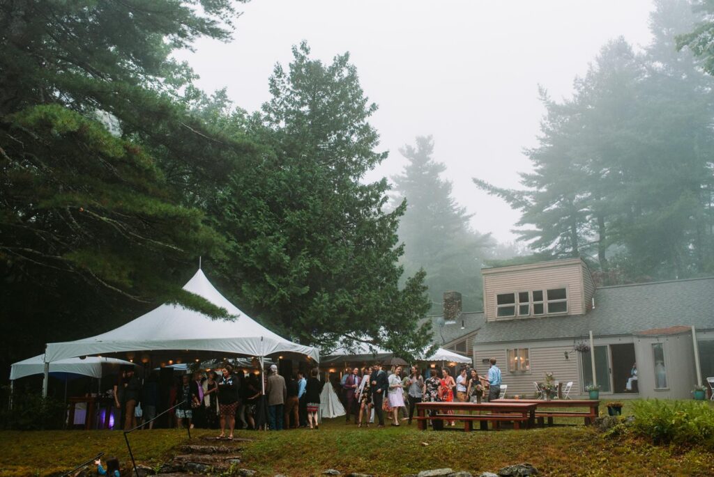 Foggy and rainy backyard wedding in Dublin New Hampshire
