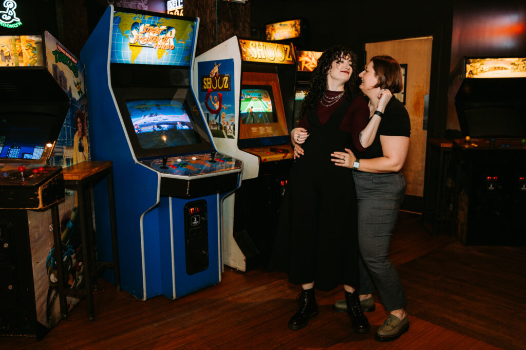 Engagement session at Barcade in New Haven Connecticut