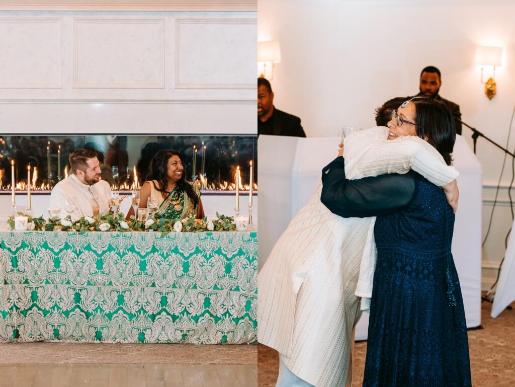 Parent giving heartfelt toast during Indian wedding reception at Grandview Mendon Massachusetts
