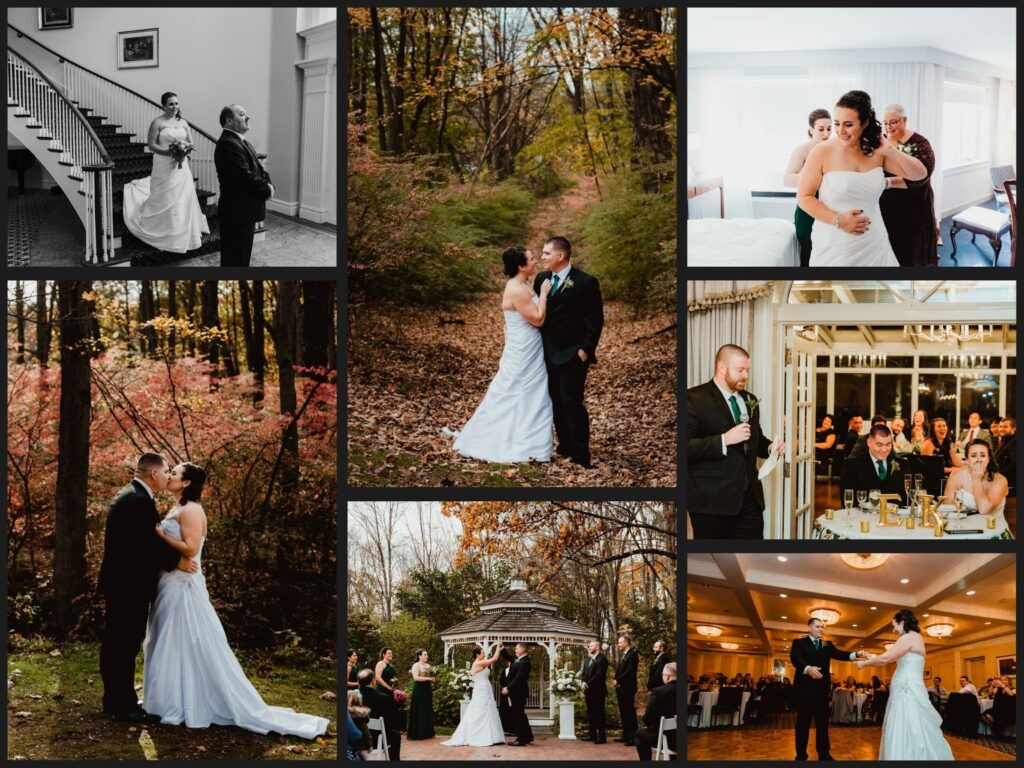 A layout photo featuring a wedding at Avon Old Farms Hotel in Connecticut