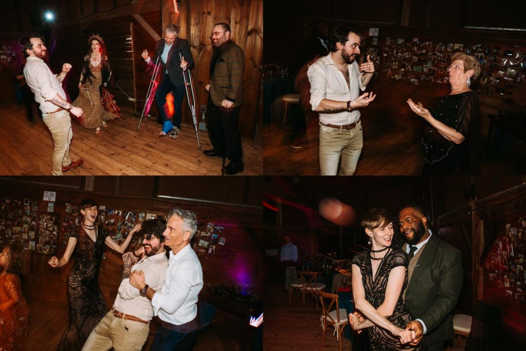 A lively dancefloor at a campground wedding in the Berkshires