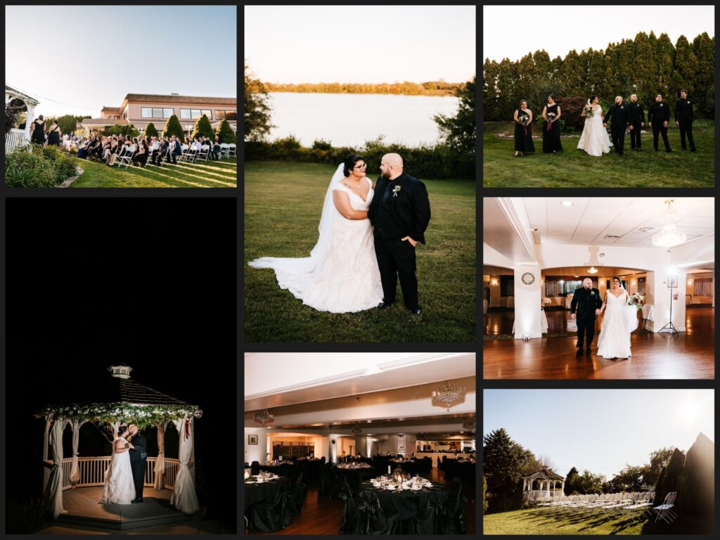 A layout of photos featuring different aspects of the wedding venue, McGovern's on the Water