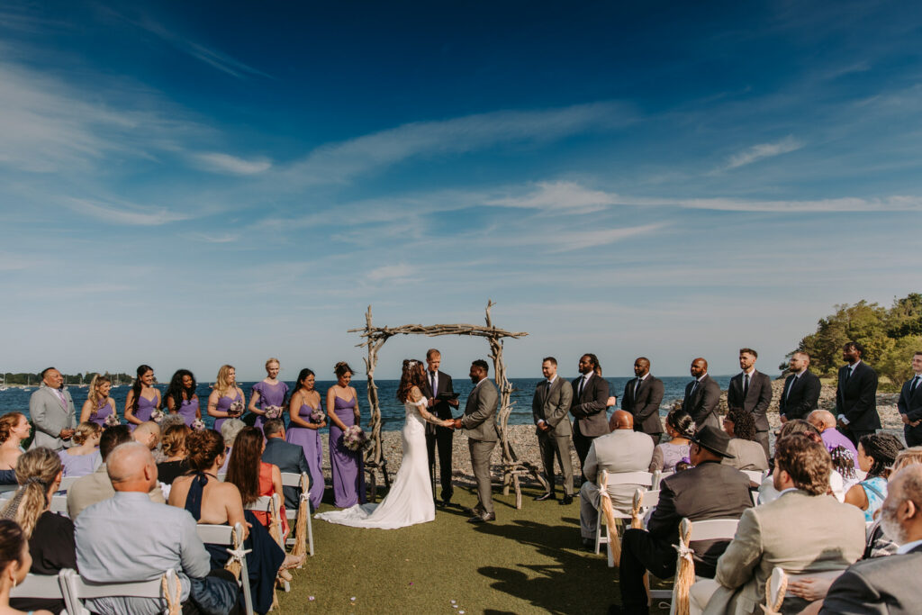 Beachfront wedding ceremony at Oceanview of Nahant in Massachusetts