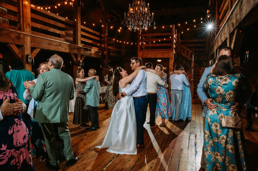 A packed dance floor at a wedding at Red Lion Inn in Cohasset, Massachusetts