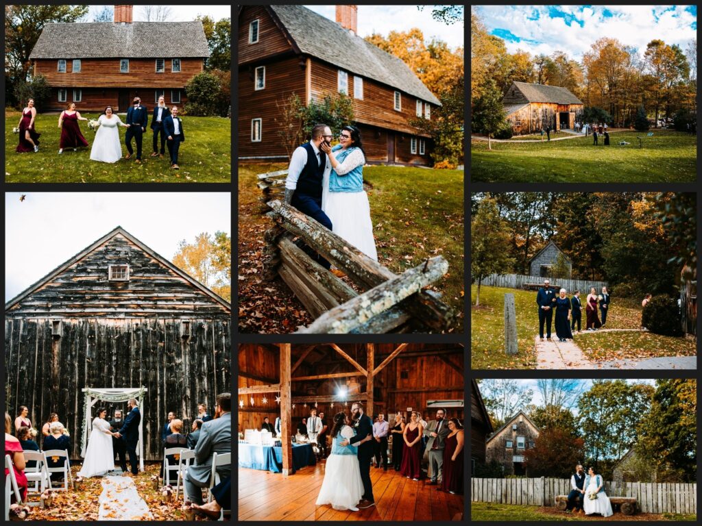 A rustic fall wedding at the Gould Barn wedding venue in Massachusetts
