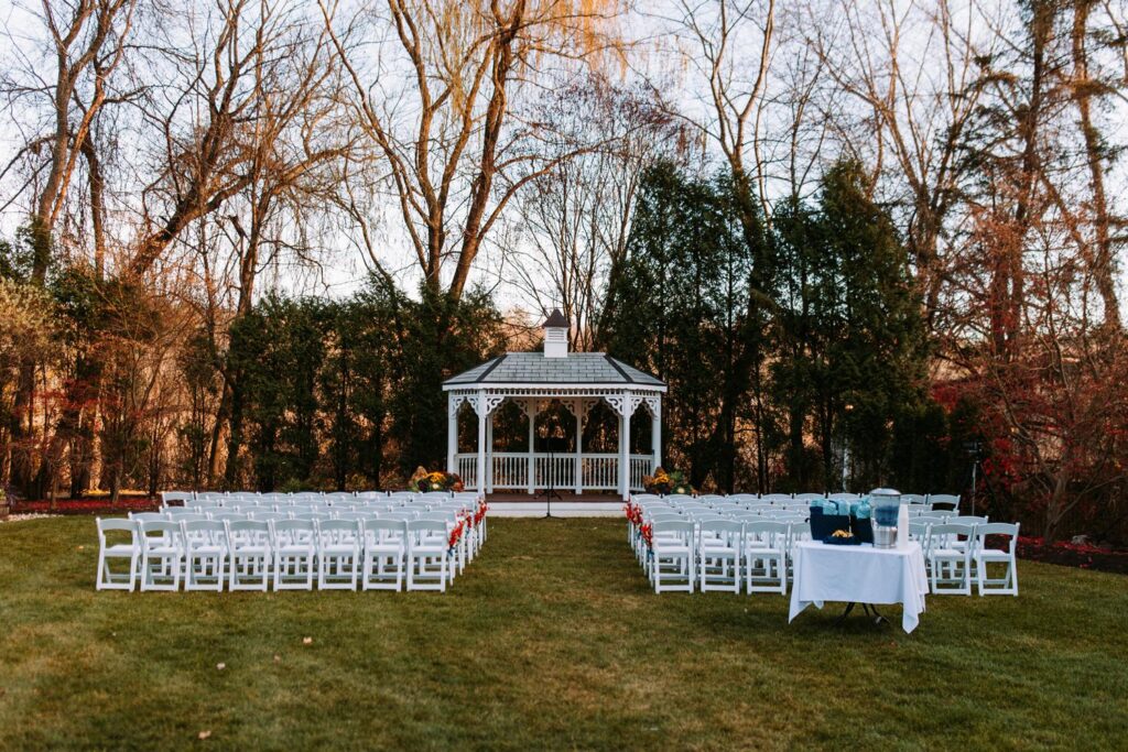 Outdoor gazebo ceremony setup at The Publick House in Sturbridge Massachusetts