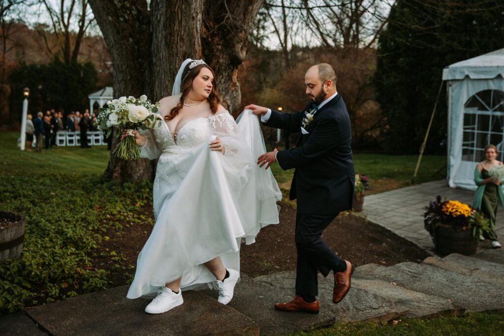 Marlee and Dominic recessional at The Publick House wedding in Sturbridge Massachusetts