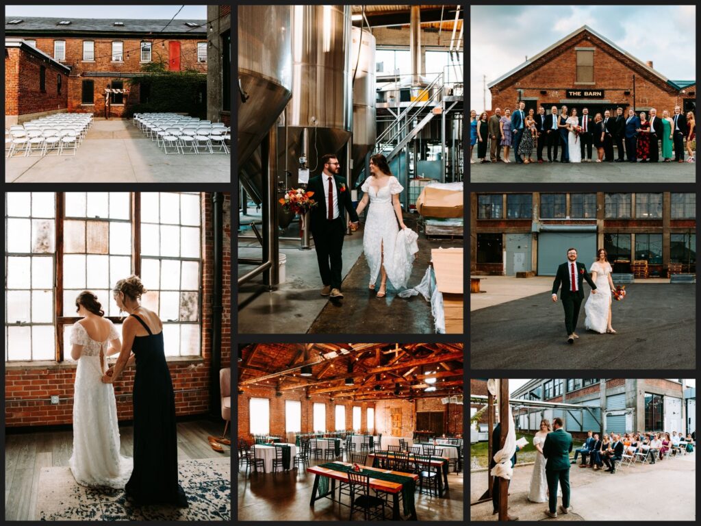 A collection of wedding photos taking place at The Guild in Pawtucket, Rhode Island